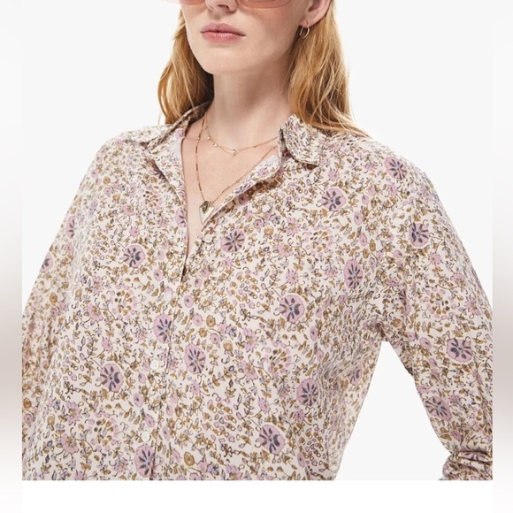 Xirena Beau Buttondown oversized Floral Print Women's Top size large - Picture 2 of 11